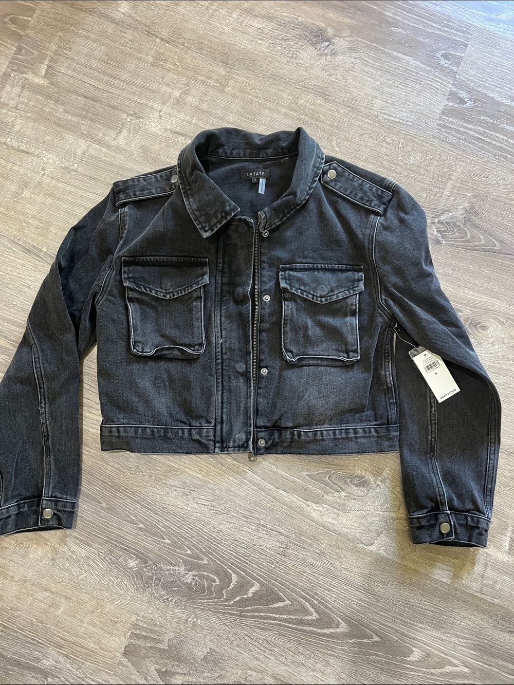 1. State Washed Black Utility Cropped Jacket